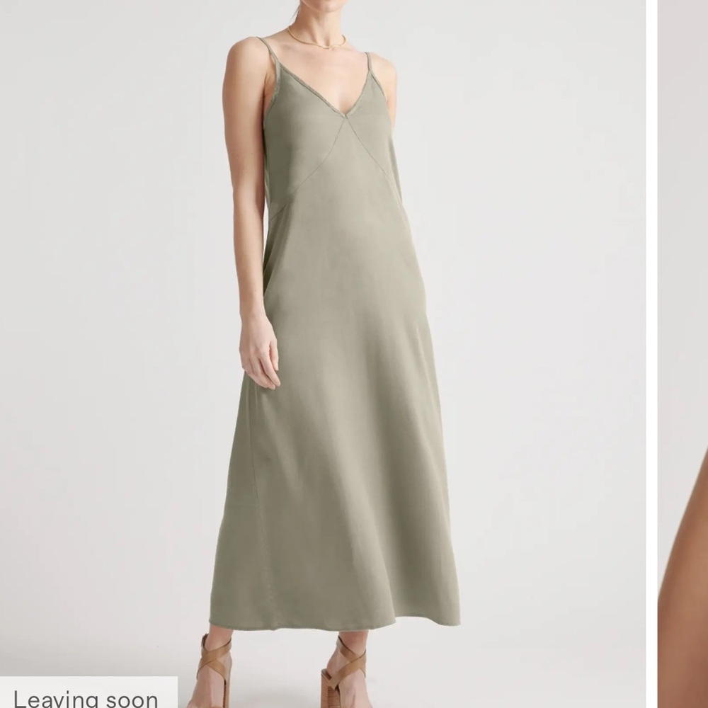 vintage wash  Olive Green Maxi Slip Dress